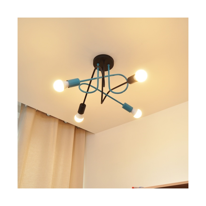 Surface-mounted chandelier OXFORD 4xE27/15W/230V black/turquoise