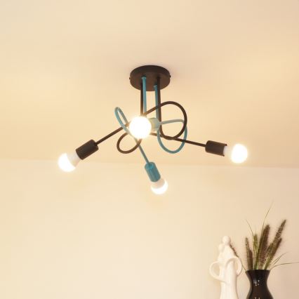 Surface-mounted chandelier OXFORD 4xE27/15W/230V black/turquoise
