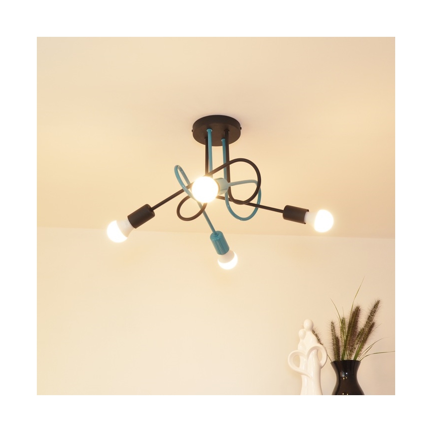 Surface-mounted chandelier OXFORD 4xE27/15W/230V black/turquoise