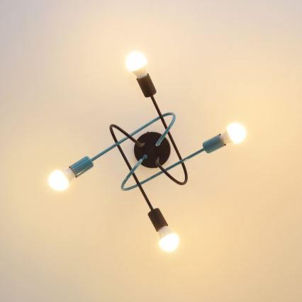 Surface-mounted chandelier OXFORD 4xE27/15W/230V black/turquoise