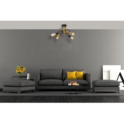 Surface-mounted chandelier OXFORD 4xE27/15W/230V black/yellow