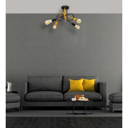 Surface-mounted chandelier OXFORD 4xE27/15W/230V black/yellow
