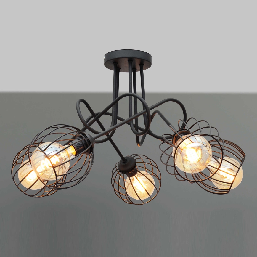 Surface-mounted chandelier OXFORD 5xE27/15W/230V black