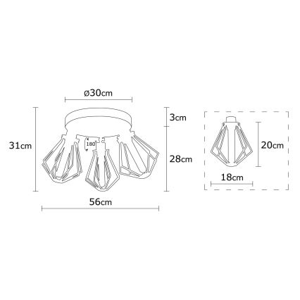 Surface-mounted chandelier OYLAT 3xE27/40W/230V