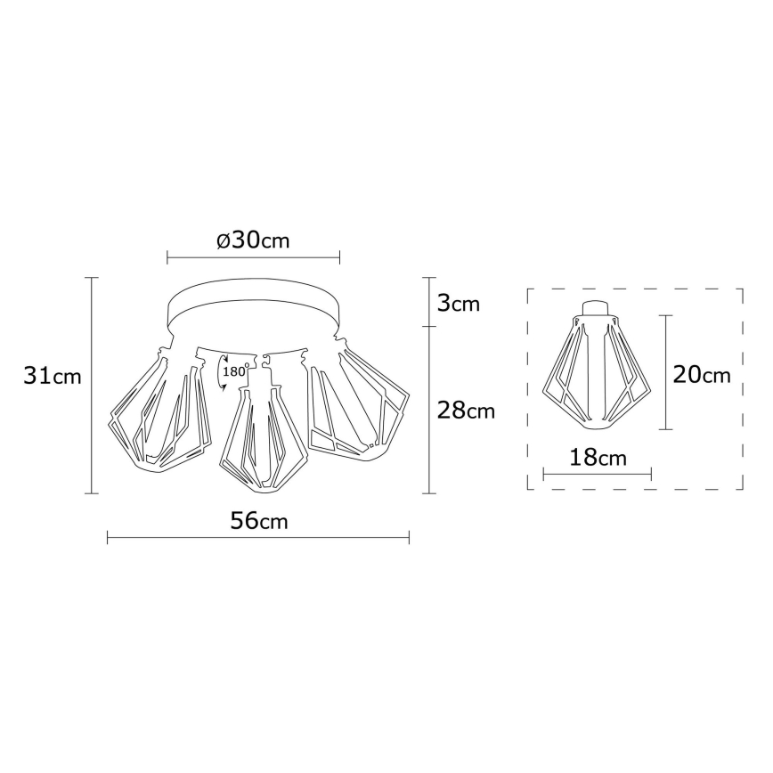 Surface-mounted chandelier OYLAT 3xE27/40W/230V