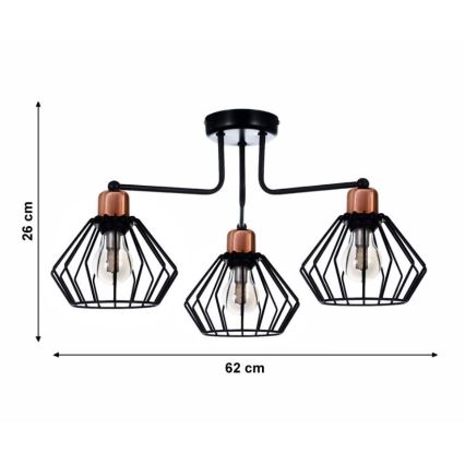 Surface-mounted chandelier PORTO 3xE27/40W/230V