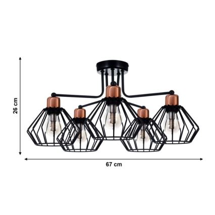 Surface-mounted chandelier PORTO 5xE27/40W/230V