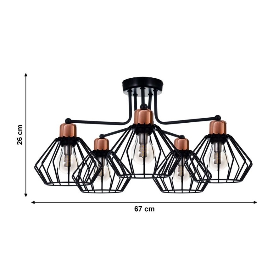 Surface-mounted chandelier PORTO 5xE27/40W/230V