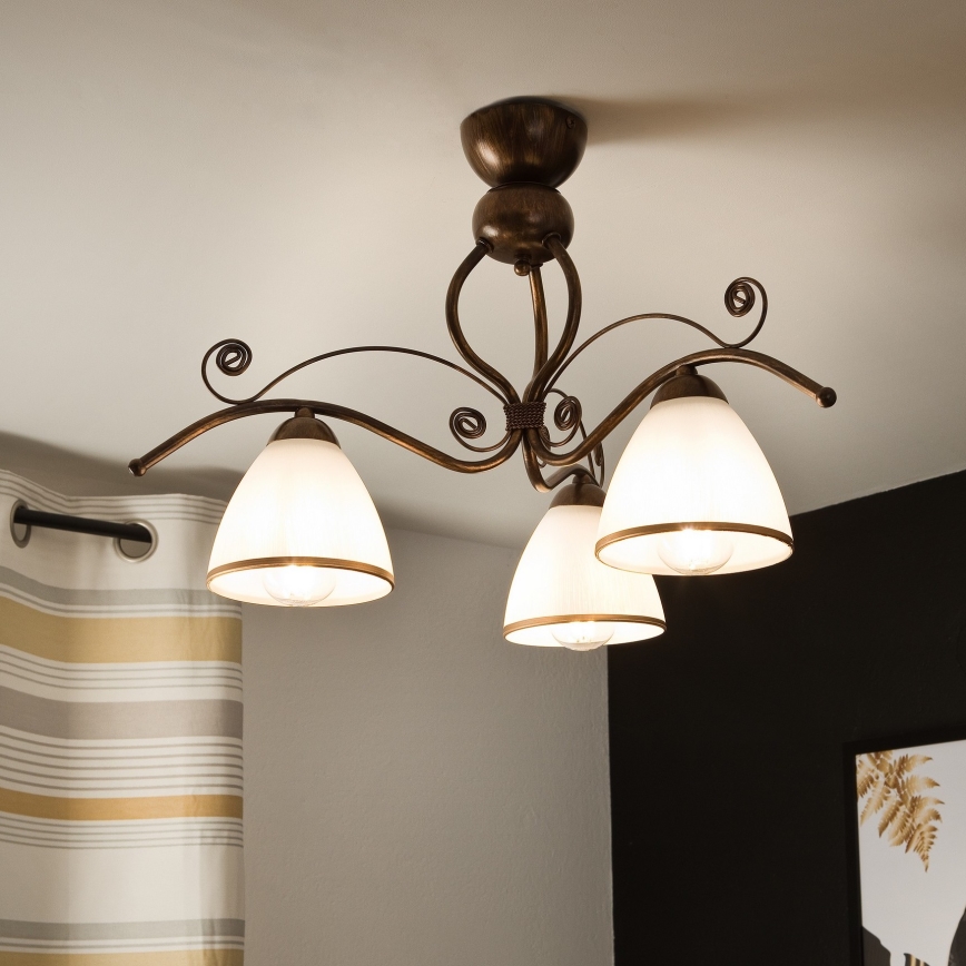 Surface-mounted chandelier RETRO 3xE27/60W/230V bronze patina