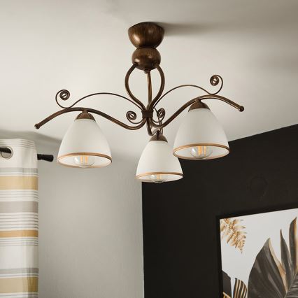 Surface-mounted chandelier RETRO 3xE27/60W/230V bronze patina
