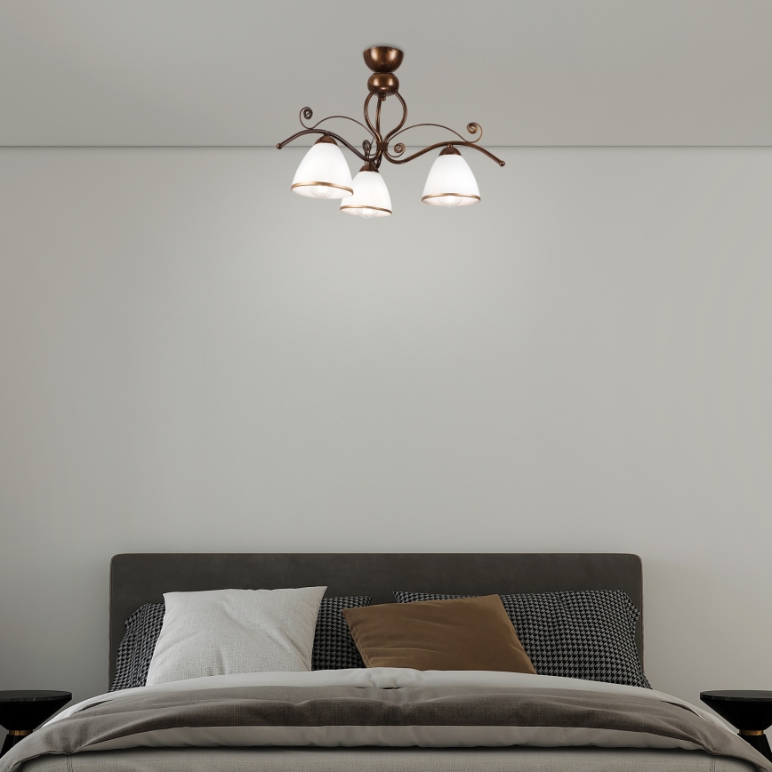 Surface-mounted chandelier RETRO 3xE27/60W/230V bronze patina