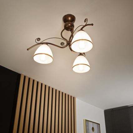 Surface-mounted chandelier RETRO 3xE27/60W/230V bronze patina