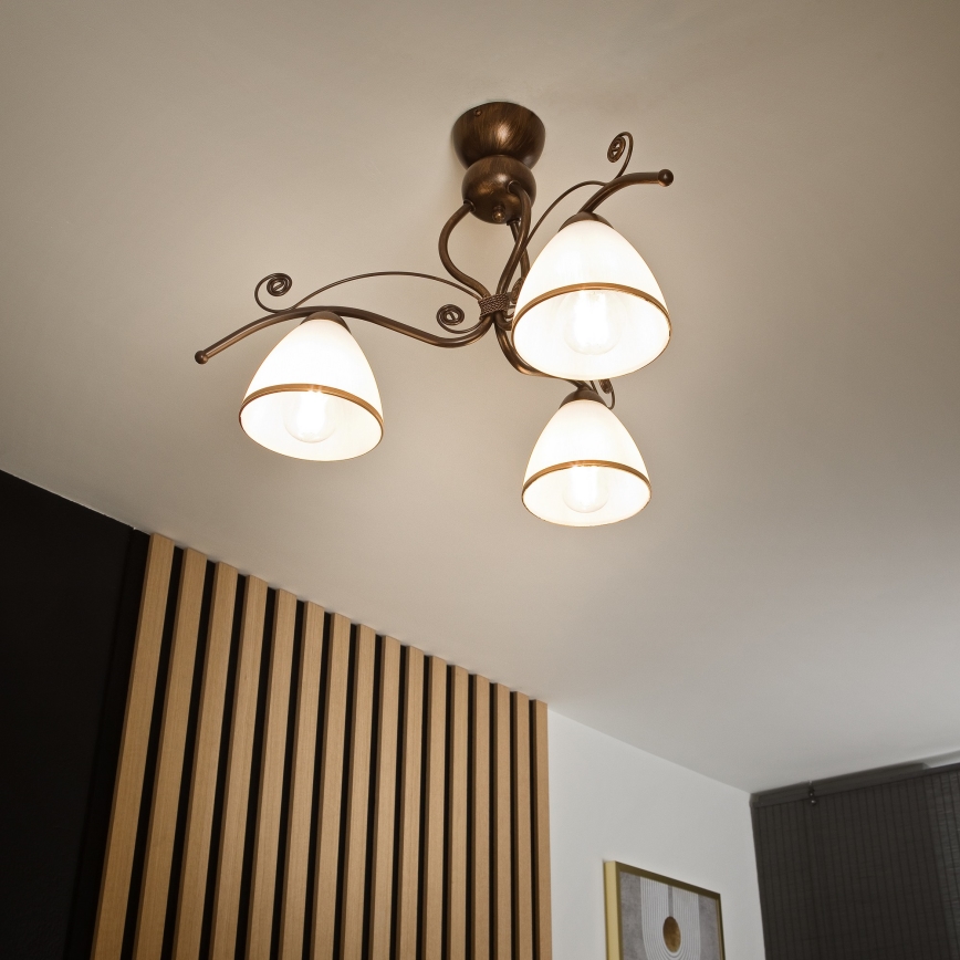 Surface-mounted chandelier RETRO 3xE27/60W/230V bronze patina
