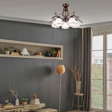 Surface-mounted chandelier RETRO 5xE27/60W/230V bronze patina