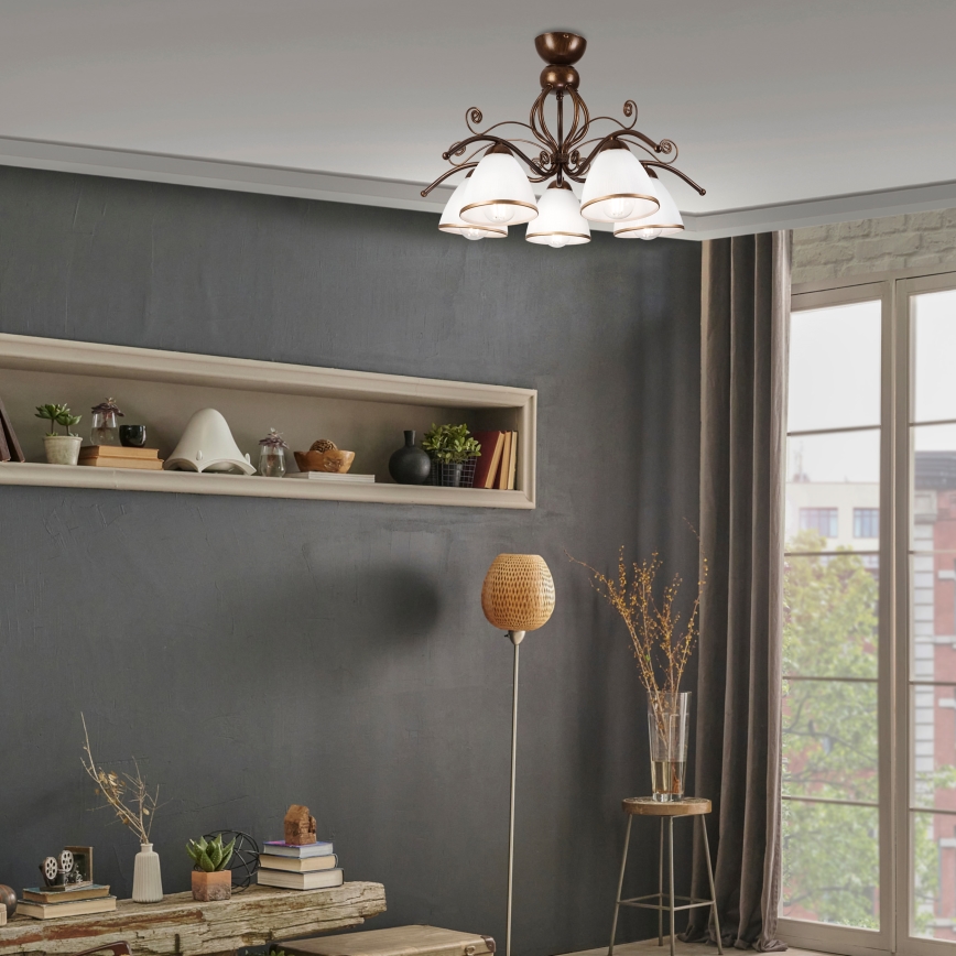 Surface-mounted chandelier RETRO 5xE27/60W/230V bronze patina