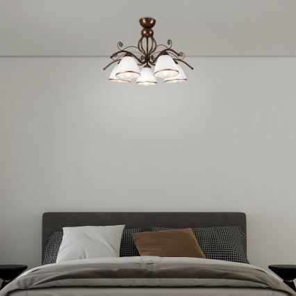 Surface-mounted chandelier RETRO 5xE27/60W/230V bronze patina