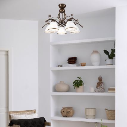 Surface-mounted chandelier RETRO 5xE27/60W/230V bronze patina