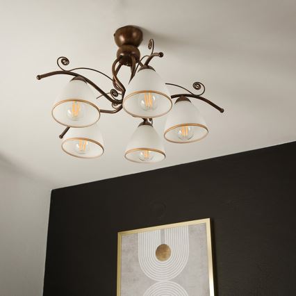 Surface-mounted chandelier RETRO 5xE27/60W/230V bronze patina