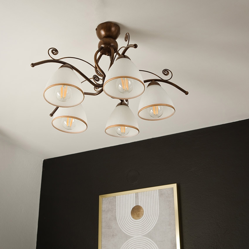 Surface-mounted chandelier RETRO 5xE27/60W/230V bronze patina