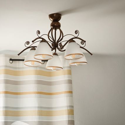 Surface-mounted chandelier RETRO 5xE27/60W/230V bronze patina