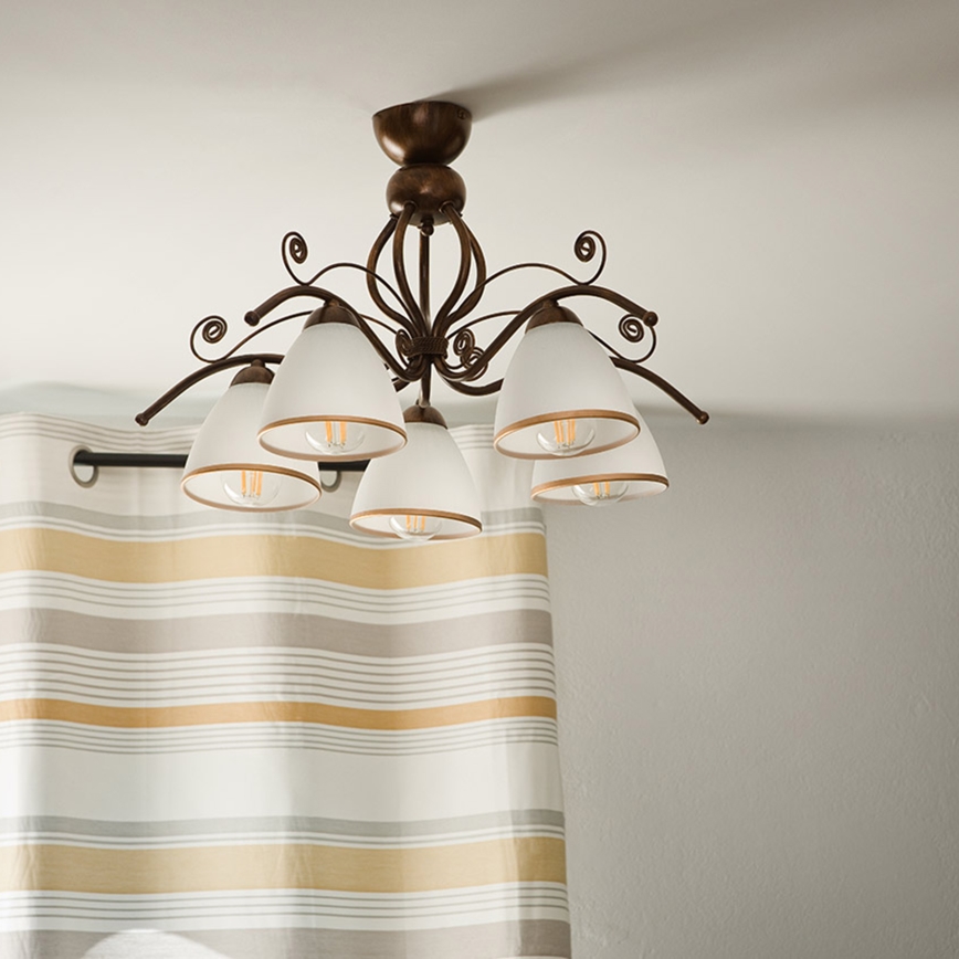 Surface-mounted chandelier RETRO 5xE27/60W/230V bronze patina