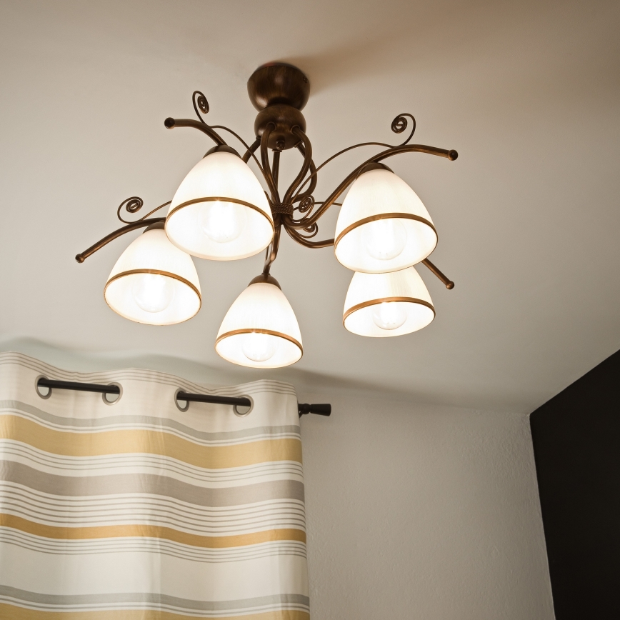 Surface-mounted chandelier RETRO 5xE27/60W/230V bronze patina