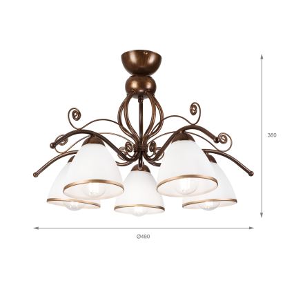 Surface-mounted chandelier RETRO 5xE27/60W/230V bronze patina