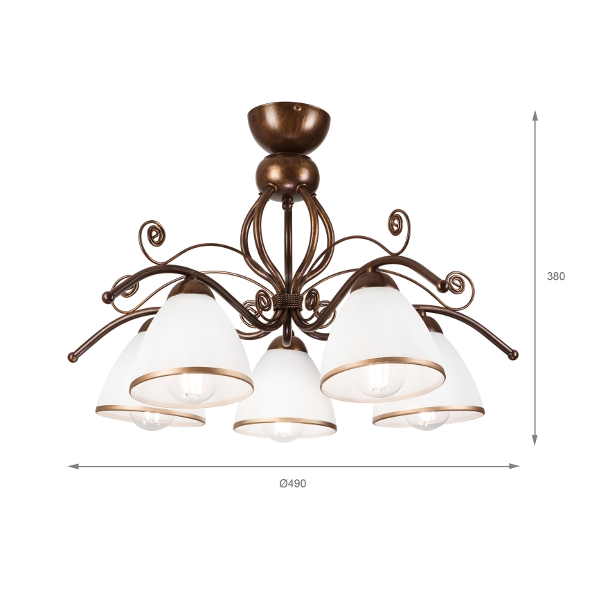 Surface-mounted chandelier RETRO 5xE27/60W/230V bronze patina