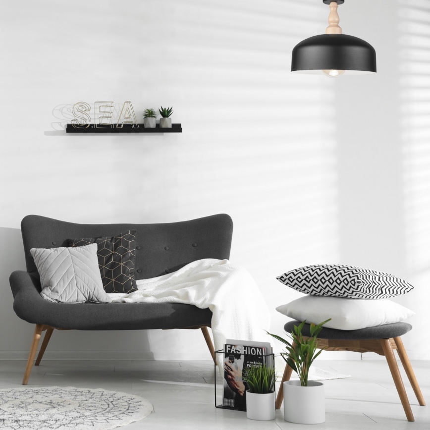 Surface-mounted chandelier RINA 1xE27/15W/230V black/beech