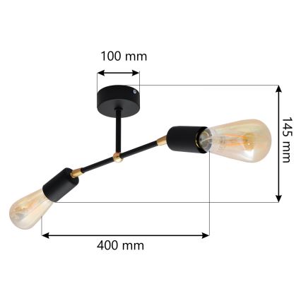 Surface-mounted chandelier ROSETTE 2xE27/15W/230V black/golden