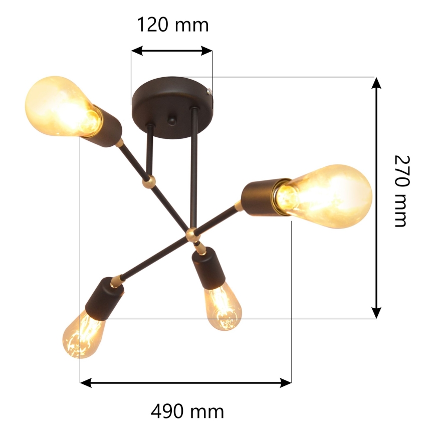 Surface-mounted chandelier ROSETTE 4xE27/15W/230V black/golden