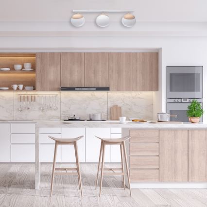 Surface-mounted chandelier SFERA WOOD 3xE14/40W/230V
