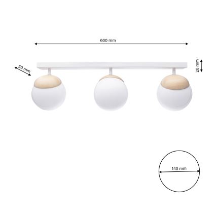 Surface-mounted chandelier SFERA WOOD 3xE14/40W/230V