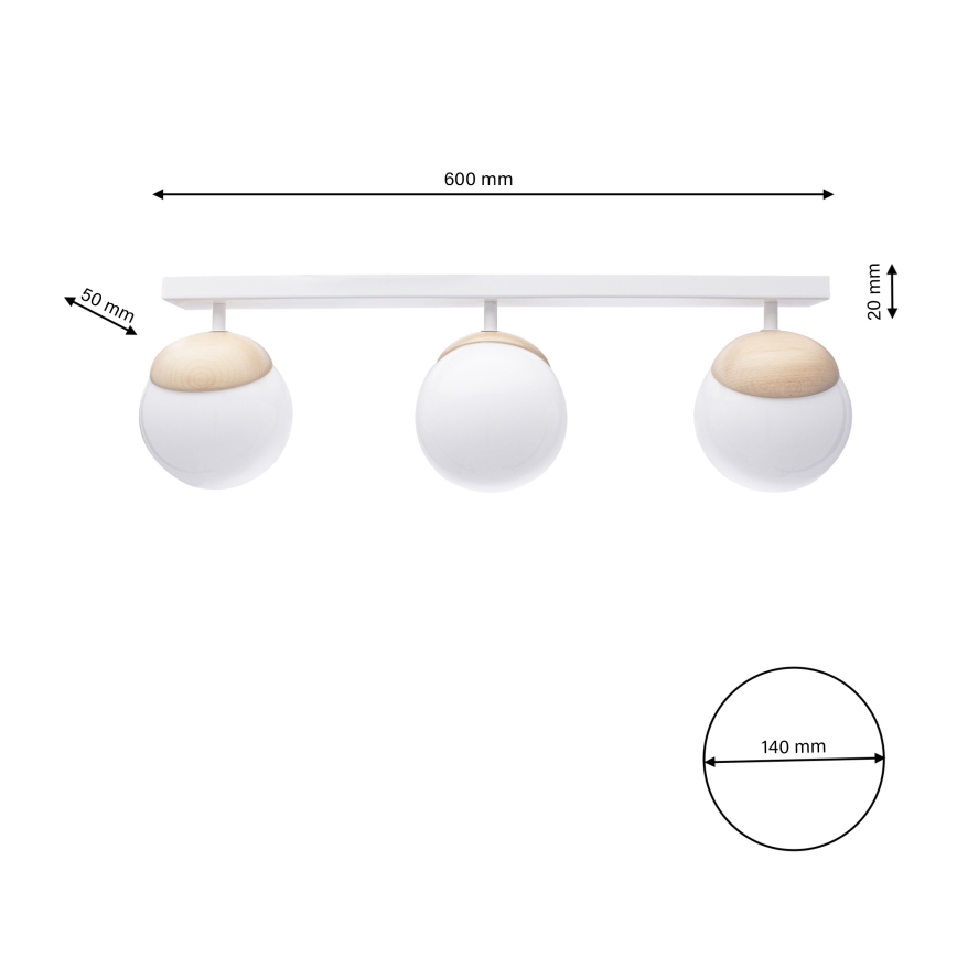 Surface-mounted chandelier SFERA WOOD 3xE14/40W/230V