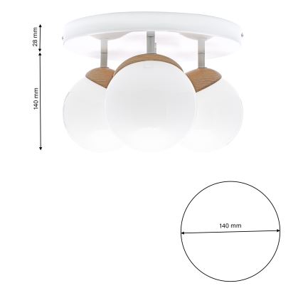 Surface-mounted chandelier SFERA WOOD 3xE14/40W/230V