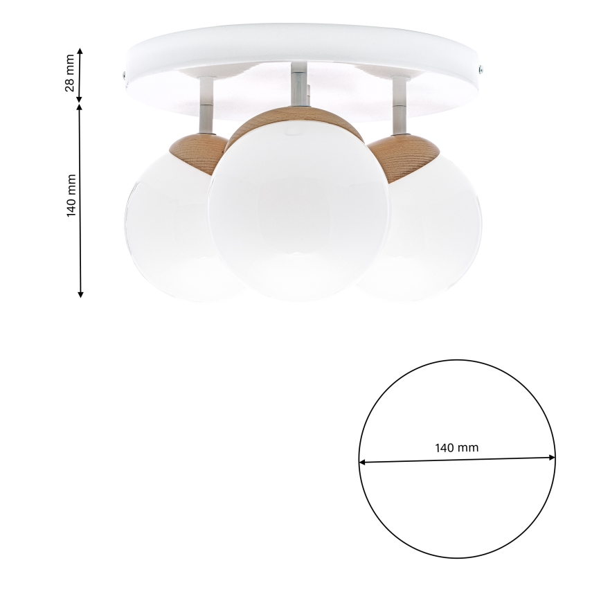 Surface-mounted chandelier SFERA WOOD 3xE14/40W/230V