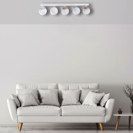 Surface-mounted chandelier SFERA WOOD 5xE14/40W/230V