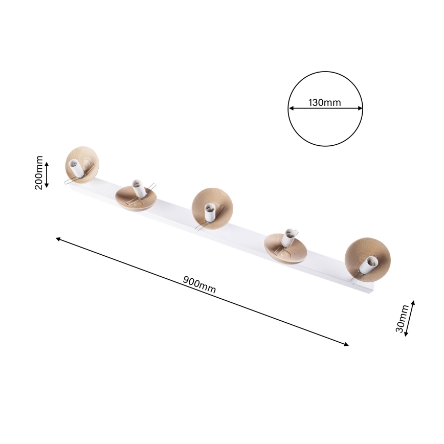 Surface-mounted chandelier SFERA WOOD 5xE14/40W/230V