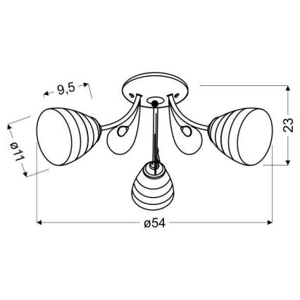 Surface-mounted chandelier SIMPLI 3xE27/40W/230V