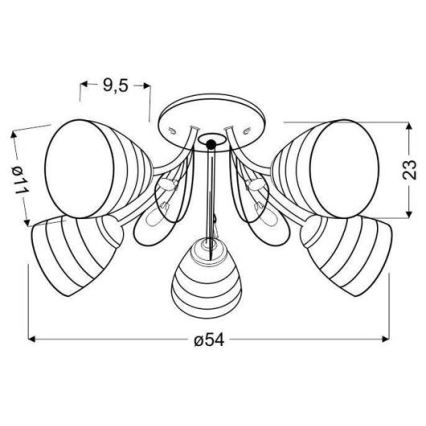 Surface-mounted chandelier SIMPLI 5xE27/40W/230V