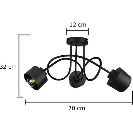 Surface-mounted chandelier SIMPLY BLACK 3xE27/60W/230V