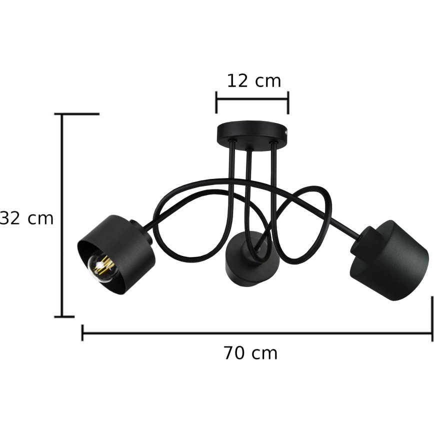 Surface-mounted chandelier SIMPLY BLACK 3xE27/60W/230V