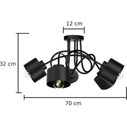 Surface-mounted chandelier SIMPLY BLACK 5xE27/60W/230V