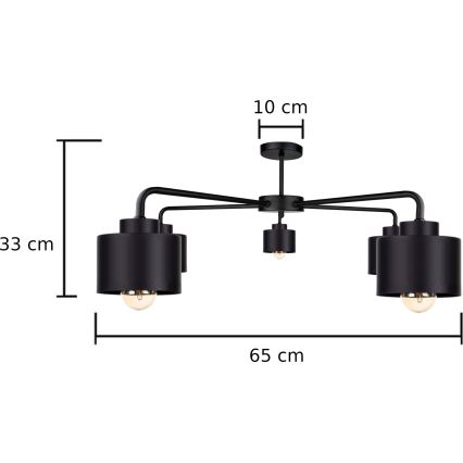 Surface-mounted chandelier SIMPLY BLACK 5xE27/60W/230V