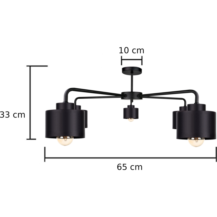Surface-mounted chandelier SIMPLY BLACK 5xE27/60W/230V