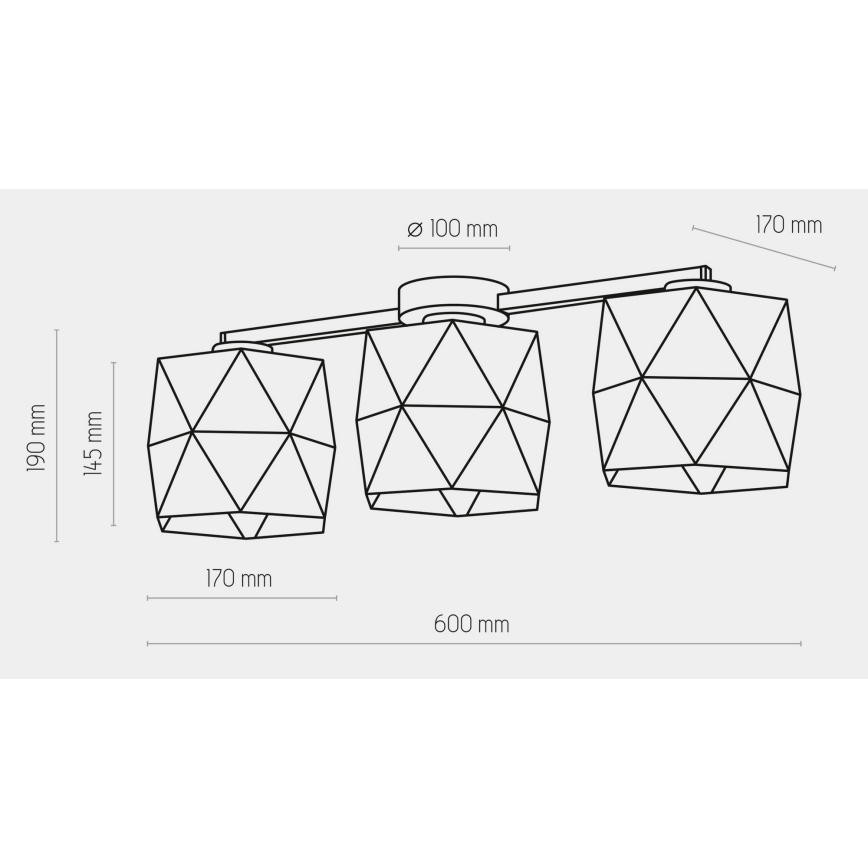 Surface-mounted chandelier SIRO 3xE27/15W/230V black/gold