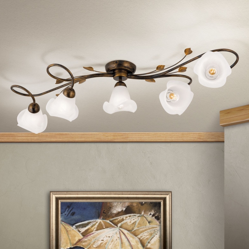 Surface-mounted chandelier SISI 5xE14/40W/230V bronze/patina