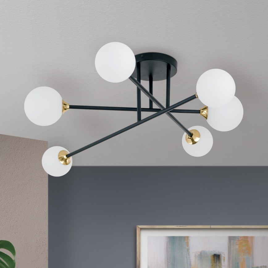 Surface-mounted chandelier SNOWWHITE 6xG9/20W/230V d. 84 cm black/gold