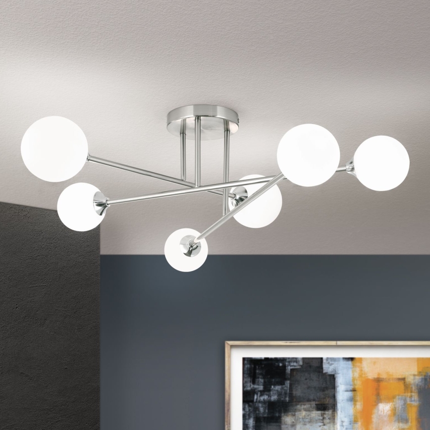 Surface-mounted chandelier SNOWWHITE 6xG9/20W/230V d. 84 cm matte chrome