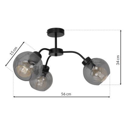 Surface-mounted chandelier SOFIA 3xE27/60W/230V black